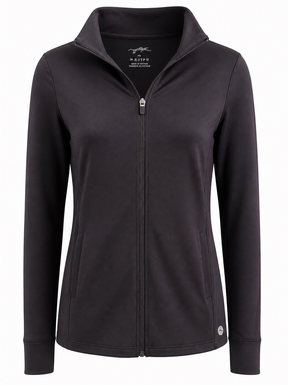 Black Stretch Yoga Full-Zip Jacket, Size M